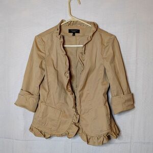 Talbot's Ruffled Blazer Jacket Tan Women's Regular Size 6